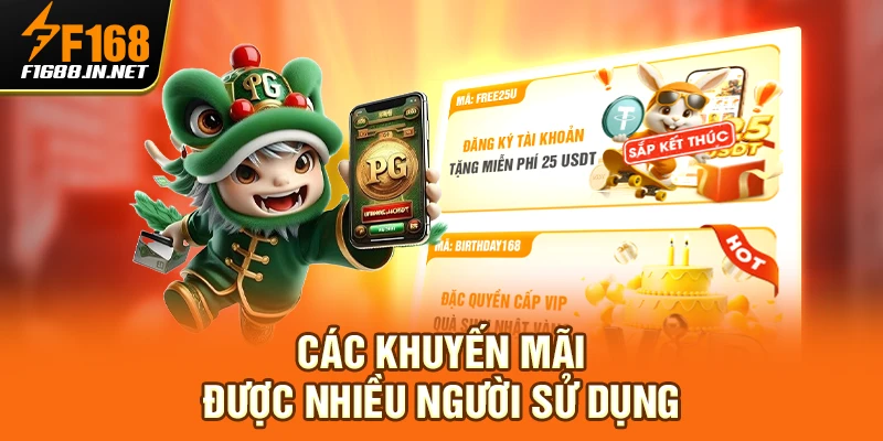 Các khuyến mãi được nhiều người sử dụng